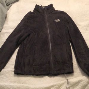 Fuzzy grey north face zip up